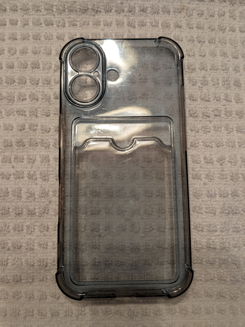 Clear Protective IPhone 16 Case with Card Slot - Smoke Black